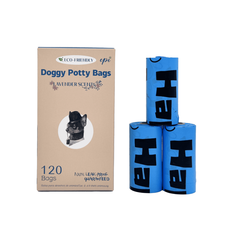 Biodegradable Pet Poop Bags product image showing bright green rolls and packaging